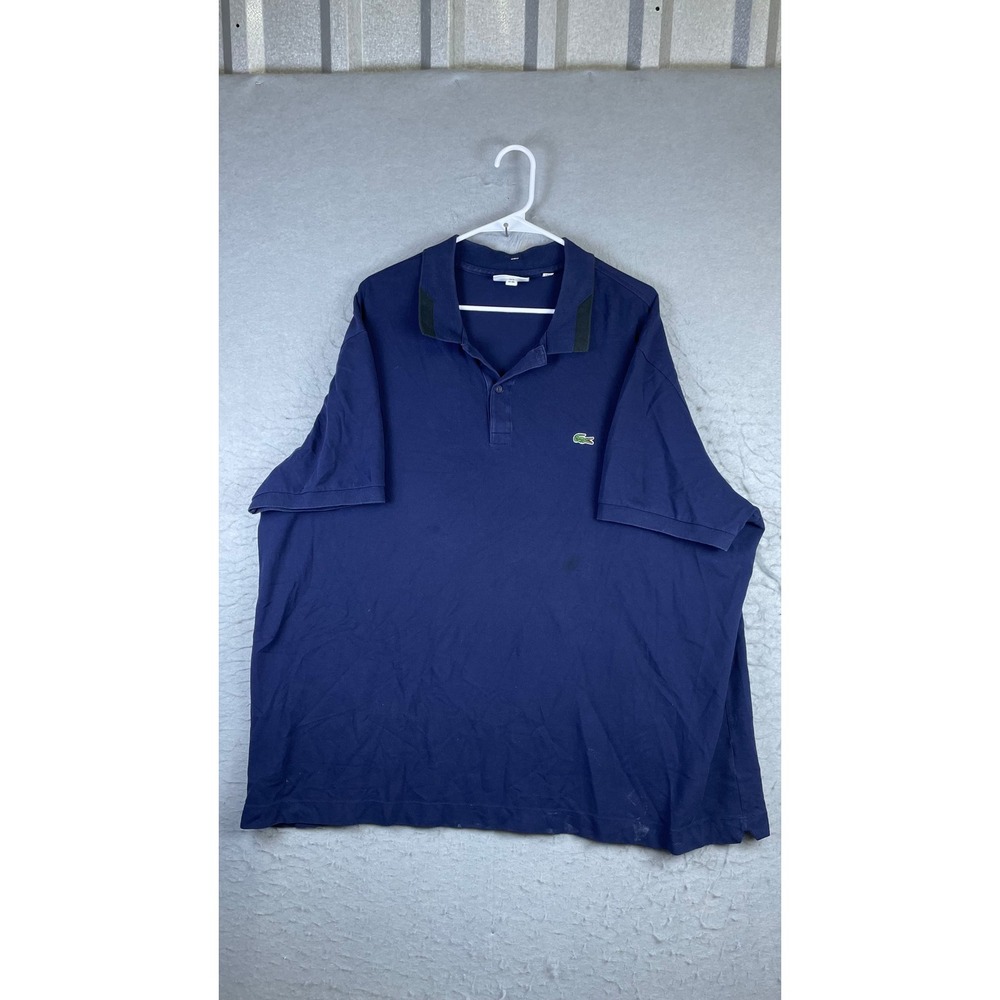 Lacoste Polo Shirt Mens 4XL Navy Blue Fair Stained Regular Fit Pique Logo Short